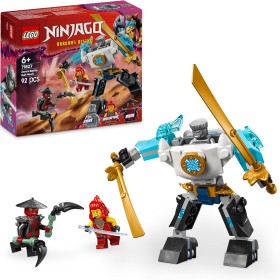 LEGO Ninjago Armadura Robótica de Combate de Zane, Juego Ninja con 3 Minifiguras y Catanas de Juguete, Figura Articulada de El