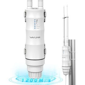 Repetidor WiFi Potente Exterior para Larga Distancia WAVLINK AC1200, Amplificador de Señal WiFi Exterior Doble Banda 2.4G + 5G,