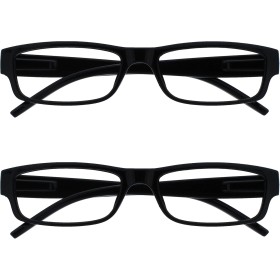 OPULIZE Ace Gafas De Lectura Negro Ligero Cómodo Lectores Valor Pack 2 Hombres Mujeres RR32-1 +2,00