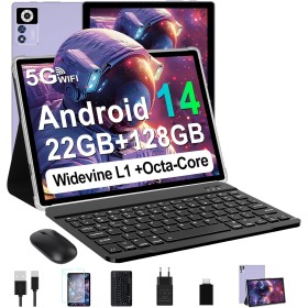 ZIOVO Android 14 Tablet 10 Pulgadas, 22GB RAM+128GB ROM (TF 1TB), 5G WiFi, Widevine L1/Octa-Core/2.0GHz/8000mAh/Cuerpo
