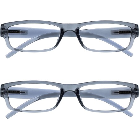 OPULIZE Ace Gafas De Lectura Gris Ligero Cómodo Lectores Valor Pack 2 Hombres Mujeres RR32-7 +1,00