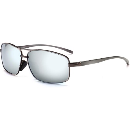 SUNGAIT Retro Rectangulares Gafas de sol Hombre Polarizadas Clásico metal Marc