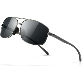 SUNGAIT Retro Rectangulares Gafas de sol Hombre Polarizadas Clásico metal Marc