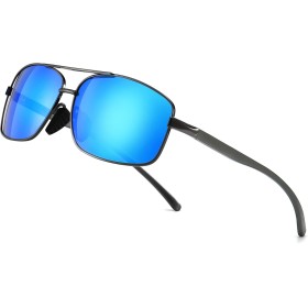 SUNGAIT Retro Rectangulares Gafas de sol Hombre Polarizadas Clásico metal Marc