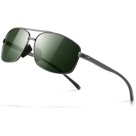 SUNGAIT Retro Rectangulares Gafas de sol Hombre Polarizadas Clásico metal Marc