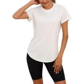 Wayleb Camiseta Deportivo Mujer Camiseta de Manga Corta Camiseta Holgada de Secado Rápido Camisetas de Malla Mujer Yoga Fitness