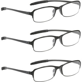 NRDIK PROFLEX Gafas de lectura flexibles (paquete de 3), antichoques, antiarañazos, antideslizantes, unisex (mujeres y hombres),