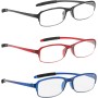NRDIK PROFLEX Gafas de lectura flexibles (paquete de 3), antichoques, antiarañazos, antideslizantes, unisex (mujeres y hombres),