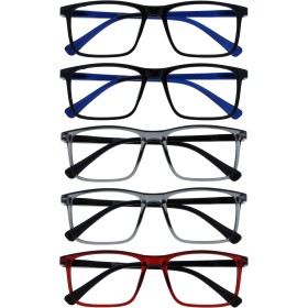 OPULIZE Ink Pack 5 Gafas De Lectura Grande Negro Gris Rojo Hombres Mujeres Bisagras Resorte RRRRR4-1177Z +1,00