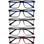 OPULIZE Ink Pack 5 Gafas De Lectura Grande Negro Gris Rojo Hombres Mujeres Bisagras Resorte RRRRR4-1177Z +1,00