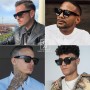SHEEN KELLY Retangle spesse con occhiali da sole robusti rettangolari per donne uomini alla moda classici stretti piazza nera di