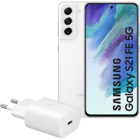Samsung Galaxy S21 FE 5G (128 GB) Color Blanco + Cargador – Teléfono Móvil Android, Smartphone Libre (Versión Española)