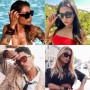 SHEEN KELLY Retangle spesse con occhiali da sole robusti rettangolari per donne uomini alla moda classici stretti piazza nera di