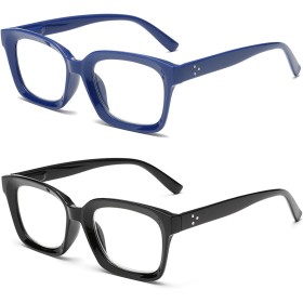 Hubeye 2 Pares Gafas anti luz azul cuadrados de montura grande para mujer y hombre con bisagra de resorte Gafas de computadora
