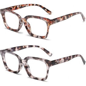 Hubeye 2 Pares Gafas anti luz azul cuadrados de montura grande para mujer y hombre con bisagra de resorte Gafas de computadora