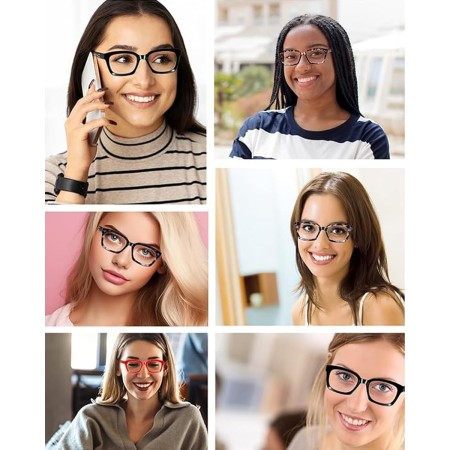 Hubeye 2 Pares Gafas anti luz azul cuadrados de montura grande para mujer y hombre con bisagra de resorte Gafas de computadora