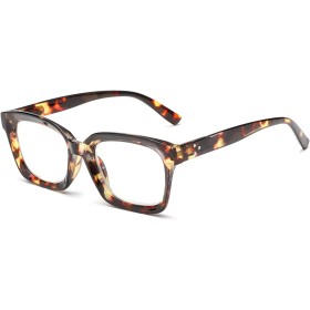 Hubeye Gafas de lectura cuadrados de montura grande para mujer y hombre Anteojos de lectura con bisagra de resorte Gafas anti