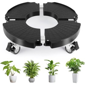 Plataforma con Ruedas, Ajustable Ø 35-48cm, Capacidad de Carga 150 kg, Soporte para Macetas con Ruedas 360 ° Giratorio, Soporte