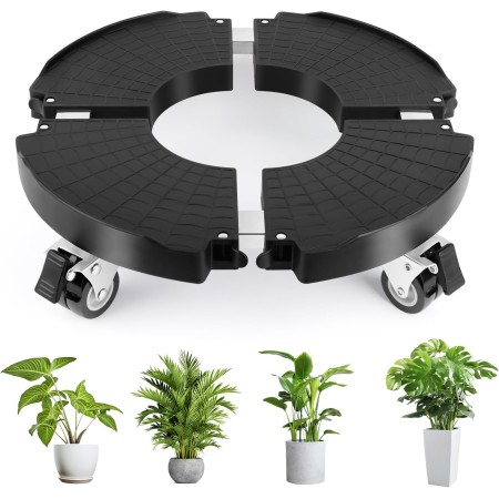 Plataforma con Ruedas, Ajustable Ø 35-48cm, Capacidad de Carga 150 kg, Soporte para Macetas con Ruedas 360 ° Giratorio, Soporte