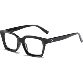 Hubeye Gafas anti luz azul cuadrados de montura grande negro para mujer y hombre bisagra de resorte anteojos de gran tamaño con