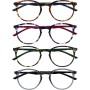 OPULIZE Met Gafas de Lectura 4-Pack Montura Redonda Negra Marrón Gris Resistente a Arañazos Bisagras de Muelle Ordenador Gaming