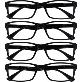 The Reading Glasses Company La Compañía Gafas De Lectura Negro Lectores Valor Pack 4 Estilo Diseñador Hombres Mujeres RRRR92-1