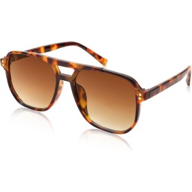 FEISEDY Retro 70s Gafas de Sol Cuadradas Mujer Hombre Vintage Gafas Clásicas con Doble Puente Protección UV400 B2835