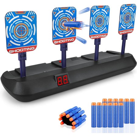 Diana Electrónico con Pistola Juguete, Objetivo de Tiro para Nerf con Restablecimiento Automático, 20 Dardos Juego Infantil,