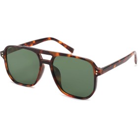 FEISEDY Retro 70s Gafas de Sol Cuadradas Mujer Hombre Vintage Gafas Clásicas con Doble Puente Protección UV400 B2835