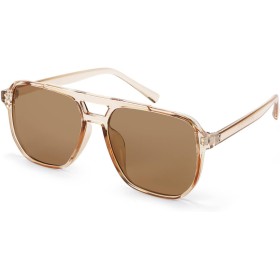 FEISEDY Retro 70s Gafas de Sol Cuadradas Mujer Hombre Vintage Gafas Clásicas con Doble Puente Protección UV400 B2835