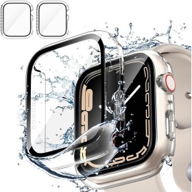 [2 Piezas] Transparente Fundas Apple Watch Serie 6 / SE/Series 5 / Serie 4 40mm con Protector de Pantalla Cristal Templado,HD