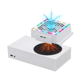 Mcbazel Ventiladorpara Xbox Serie S con LED RGB, 2 Puertos USB, 3 Niveles de Velocidad Ajustable