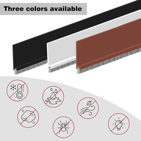 Burlete para puertas de 100 cm, autoadhesivo, burlete para puerta con cepillo, burlete autoadhesivo para puertas (blanco)