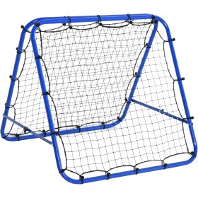 HOMCOM Red de Rebote Plegable para Entrenamiento Rebotador de Deportes Ajustable de 5 Niveles en Ángulo con Tubo de Acero para