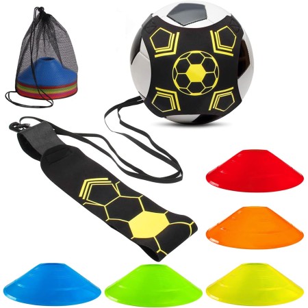 LBING Fútbol Trainer Cinturón de Entrenamiento de fútbol con 10 Conos De Entrenamiento para Pelota Fútbol,Voleibol y