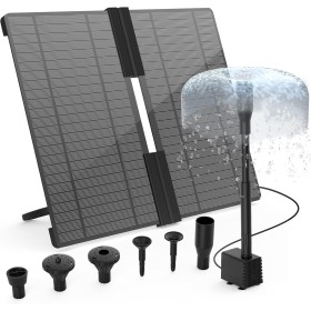 AISITIN Fuente Solar Jardin Exterior 20W de Bricolaje Última Actualización Bomba de Agua Solar Plegable Jardín Estanque, Fuente