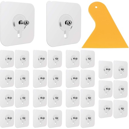 Wisebom 30 Piezas Tornillos Adhesivos Desmontables Clavos Colgantes Autoadhesivos Ganchos Adhesivos Transparentes Tornillos