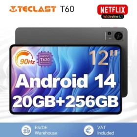 Tablet Teclast T60 12" Android 14, Pantalla 2K 90Hz, UNISOC T620, Max 