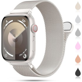 OULUOQI Correa Compatible con Correas Apple Watch 41mm 40mm 38mm 46mm 45mm 44mm 42mm 49mm, Bracelet Metalica de reloj Milano