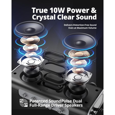 Tronsmart Trip Altavoz Bluetooth 5.3 10W, Portatil , IPX7 Waterproof, Micrófono Incorporado, True Wireless Stereo y Asistente de