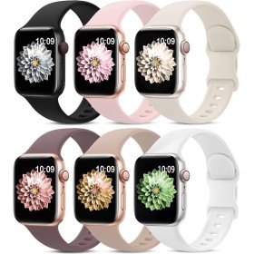 AMSKY 6 Piezas Correas de Silicona Compatible con Correa Apple Watch 40mm 44mm 46mm 45mm 41mm 42mm 38mm 49mm para Mujer Hombre,