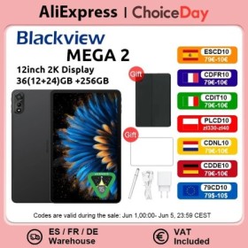 Blackview-Tableta MEGA 2 con Android 15, dispositivo con pantalla de 1