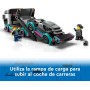 LEGO City Coche de Carreras y Camión de Transporte de Juguete, Juego de Construcción con Vehículo de Competición, Minifiguras de