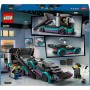 LEGO City Coche de Carreras y Camión de Transporte de Juguete, Juego de Construcción con Vehículo de Competición, Minifiguras de