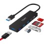 TSUPY HUB USB 3.0, Adaptador USB 3.0 con 3 Puertos USB 3.0 y Lector de Tarjetas SD/Micro SD,Transferencia de Datos 5Gbps para PC