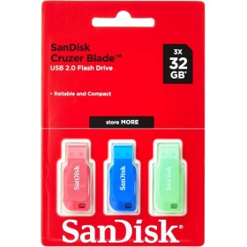 SanDisk 32GB Cruzer Blade USB Flash Drive , Blue/Pink/Green, 3count(Pack of 1)