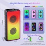 A67 Altavoces Bluetooth 5.0 estéreo, altavoz inalámbrico portátil de 60W (80W pico) con graves ricos, luces coloridas, batería