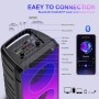 A67 Altavoces Bluetooth 5.0 estéreo, altavoz inalámbrico portátil de 60W (80W pico) con graves ricos, luces coloridas, batería