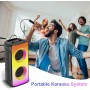 A67 Altavoces Bluetooth 5.0 estéreo, altavoz inalámbrico portátil de 60W (80W pico) con graves ricos, luces coloridas, batería
