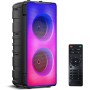 A67 Altavoces Bluetooth 5.0 estéreo, altavoz inalámbrico portátil de 60W (80W pico) con graves ricos, luces coloridas, batería